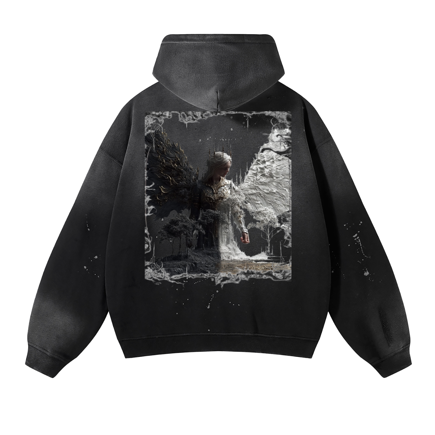 Vintage Washed Frayed Fleece Hoodie