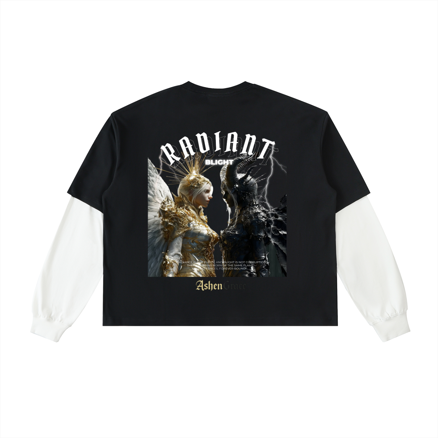 Layered Contrast Sleeve Cotton T-Shirt