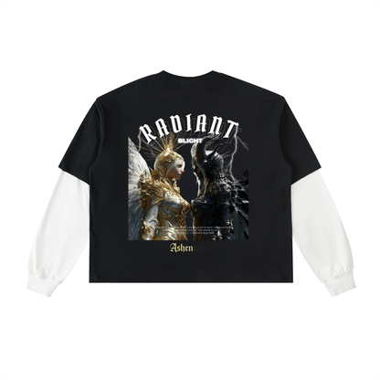 Layered Contrast Sleeve Cotton T-Shirt