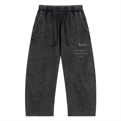 Snow Wash Drawstring Cotton Pants