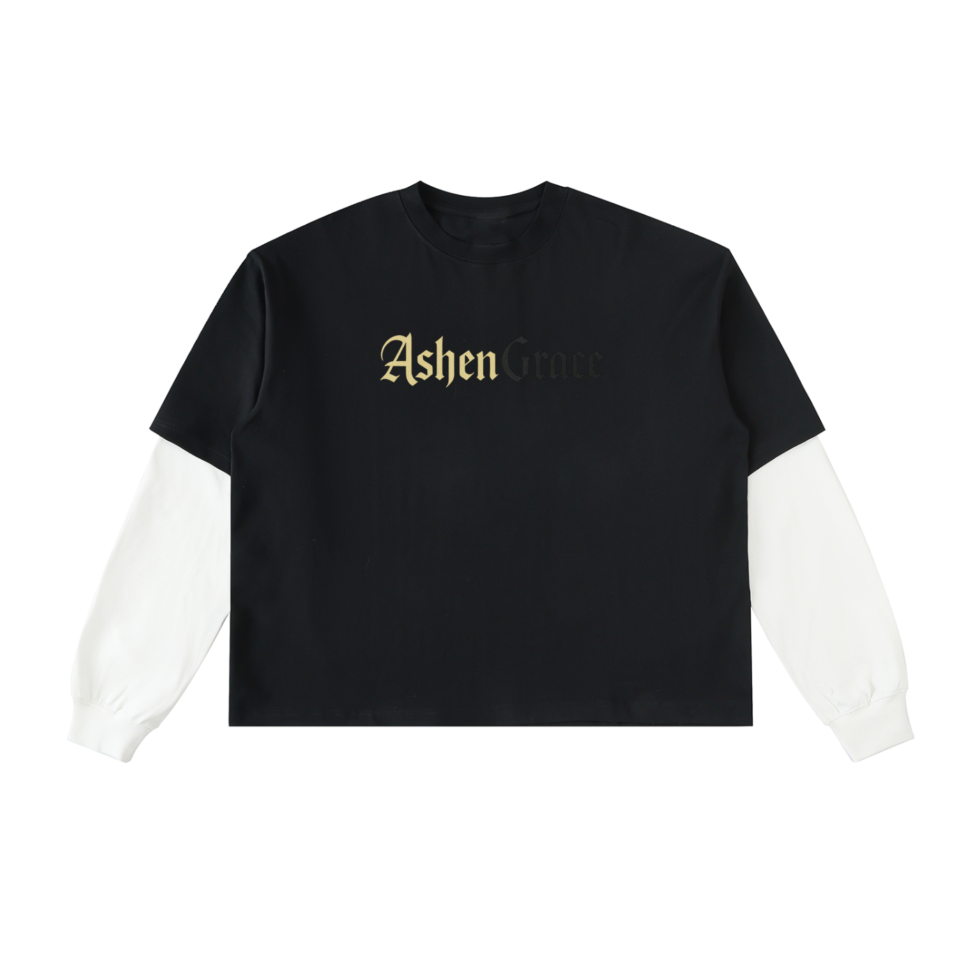 Layered Contrast Sleeve Cotton T-Shirt