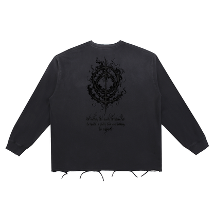 Snow Wash Raw Edge Cotton T-Shirt