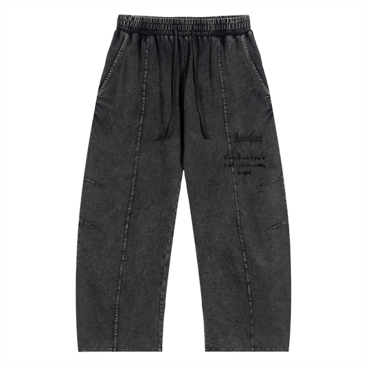 Snow Wash Drawstring Cotton Pants