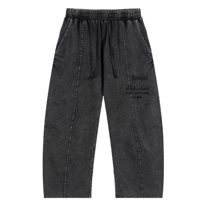Snow Wash Drawstring Cotton Pants