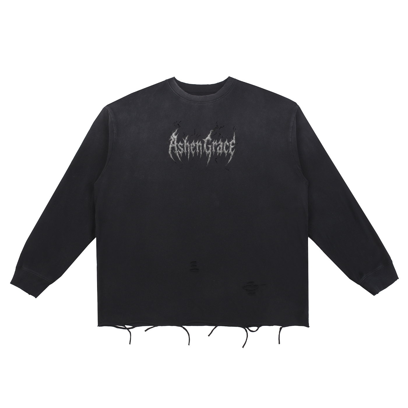 Snow Wash Raw Edge Cotton T-Shirt