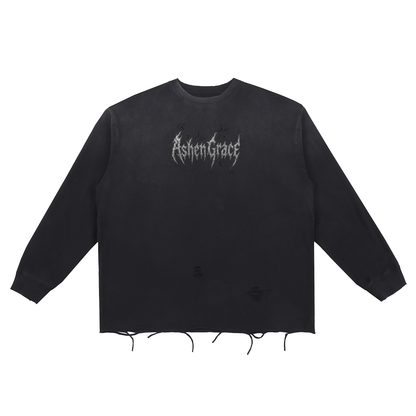 Snow Wash Raw Edge Cotton T-Shirt