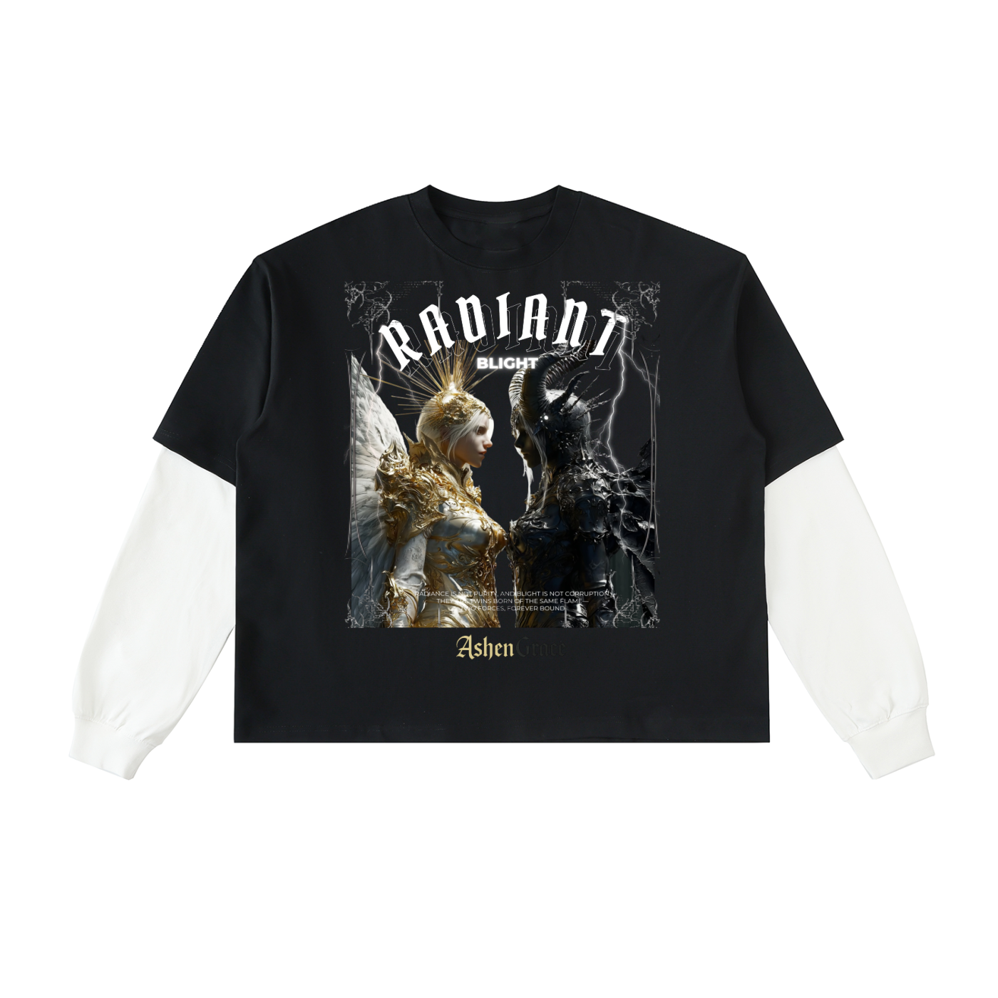 Layered Contrast Sleeve Cotton T-Shirt