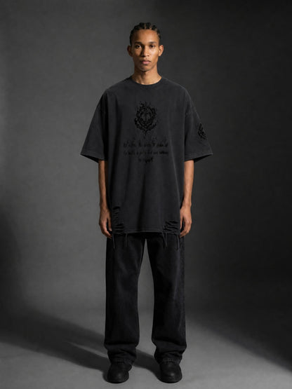 Snow Washed Raw-Hem T-Shirt