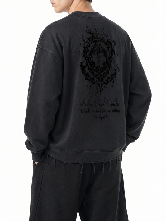 Snow Wash Raw Edge Cotton T-Shirt